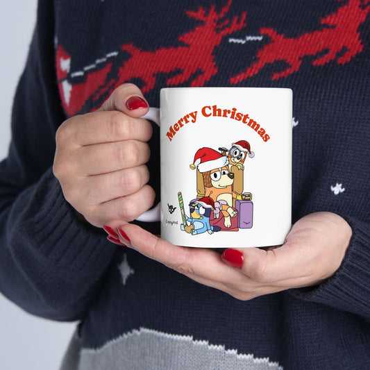 Adorable Cartoon Character Merry Christmas Mug | Kids' Holiday Hot Cocoa Cup