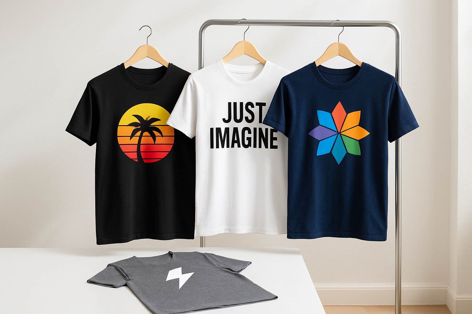 draft a imagine for a shop who sale t-shirt on demand